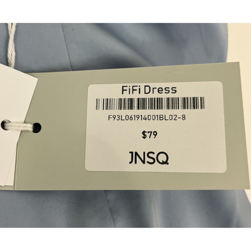 JNSQ FiFi Dress Size 8 NWT $79 Je Ne Sais Quoi Blue Asymmetric Hem Tencel Zip - Picture 10 of 14